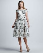 Naeem Khan Full skirt Rose print Cocktail Dress - Lyst