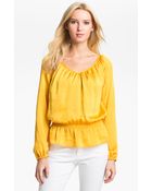 MICHAEL Michael Kors Peplum Hem Peasant Top - Lyst