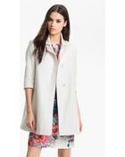 Tahari Three Quarter Sleeve Walking Coat - Lyst