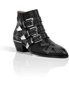 Chloé Black Studded Multibuckle Susanna Ankle Boots - Lyst