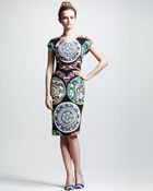Dolce & Gabbana Ceramicprint Capsleeve Dress - Lyst