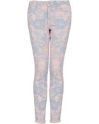 Moto Moto Bleach Floral Rip Leigh Jeans - Lyst