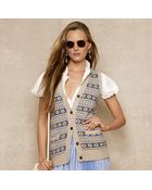 Ralph Lauren Blue Label V-neck Cardigan Vest - Lyst