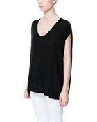 Zara Loose V-Neck T-Shirt - Lyst