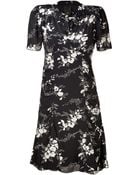 Anna Sui Blackcream Cupid Print Crepe Dress - Lyst