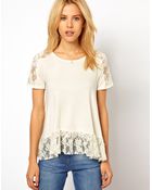 ASOS Collection Asos Trapeze Top with Lace Insert - Lyst