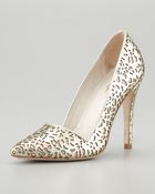 Alice + Olivia Dina Lasercut Metallic Pump - Lyst