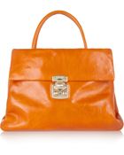 Miu Miu Cracked-Leather Tote - Lyst