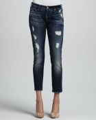 7 For All Mankind Skinny Distressed Cropped Jeans - Lyst