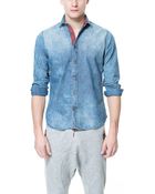Zara Washed Denim Shirt - Lyst