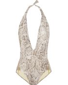 Melissa Odabash Bermuda Plungefront Pythonprint Swimsuit - Lyst