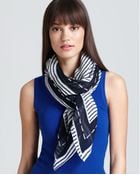 Tory Burch Stripe Stacked Logo Square Scarf - Lyst