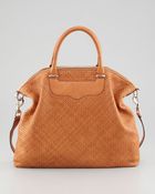 Rebecca Minkoff Bonnie Box Woven Leather Satchel Bag - Lyst