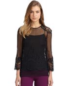 Philosophy di Alberta Ferretti Silk Chiffon Lace Blouse - Lyst