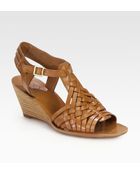Tory Burch Nadia Leather Wedge Sandals - Lyst