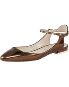 Chloé Openheel Metallic Leather Flat Gold - Lyst