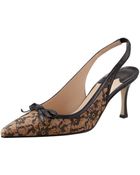 Manolo Blahnik Olaschi Lace and Cork Slingback Pump - Lyst