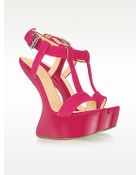 Giuseppe Zanotti Fuchsia Suede Wedge Sandal - Lyst