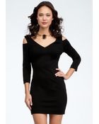 Bebe Cutout Shoulder Long Sleeve Dress - Lyst