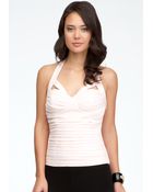 Bebe Cutout Shirred Halter Top - Lyst