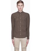 Balmain Khaki Linen Work Shirt - Lyst