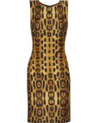 Oscar de la Renta Leopard-print Silk-blend Dress - Lyst