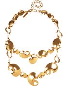 Oscar de la Renta Gold Plated Bib Necklace - Lyst