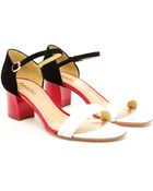 Pollini Patent Leather and Suede Sandal - Lyst