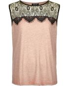 Topshop Eyelash Lace Shell Tank - Lyst