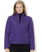 Lauren by Ralph Lauren Quilted Microfiber Coat - Lyst