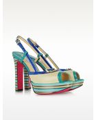Luciano Padovan Color Block Leather Platform Sandal - Lyst