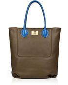 Emilio Pucci Khaki/Royal Blue Leather Tote - Lyst