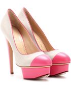 Charlotte Olympia Monacoco Linen Platform Pumps - Lyst