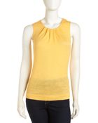 Lafayette 148 New York Pleated Linen Tank Citrus - Lyst