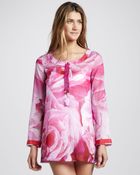 Oscar de la Renta Floral Print Tunic Cover-up - Lyst