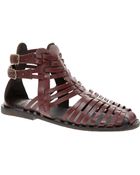 Asos Asos Fiction Leather Gladiator Flat Sandals - Lyst