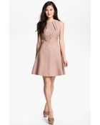 Jessica Simpson Cutout Suede Fit Flare Dress - Lyst