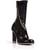 Jil Sander Black-Midnight Blue Leather Half Boots - Lyst