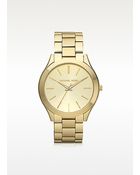 Michael Kors Runway Slim Gold Tone Watch - Lyst