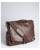 Robert Graham Dark Chocolate Leather Waite Messenger Bag - Lyst