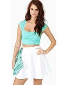 Nasty Gal Scalloped Lace Crop Top Mint - Lyst