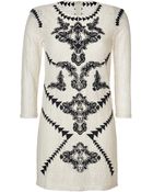 Maje Embroidered Lace Dress in Ecru - Lyst