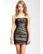 Bebe Strapless Mesh Sequins Dress - Lyst