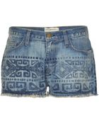 Current/Elliott The Boyfriend Print Denim Shorts - Lyst