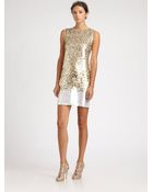 Oscar de la Renta Sequined Silk Dress - Lyst