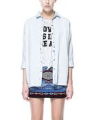 Zara Oversized Denim Shirt - Lyst