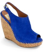 Dolce Vita Prema Cork Platform Wedge Sandalsblue - Lyst