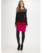 DKNY Colorblock Wool Dress - Lyst