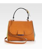Fendi Silvana Pequin Canvas and Leather Bag - Lyst