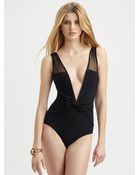 Oscar de la Renta Ruffled Deepv Onepiece Swimsuit - Lyst